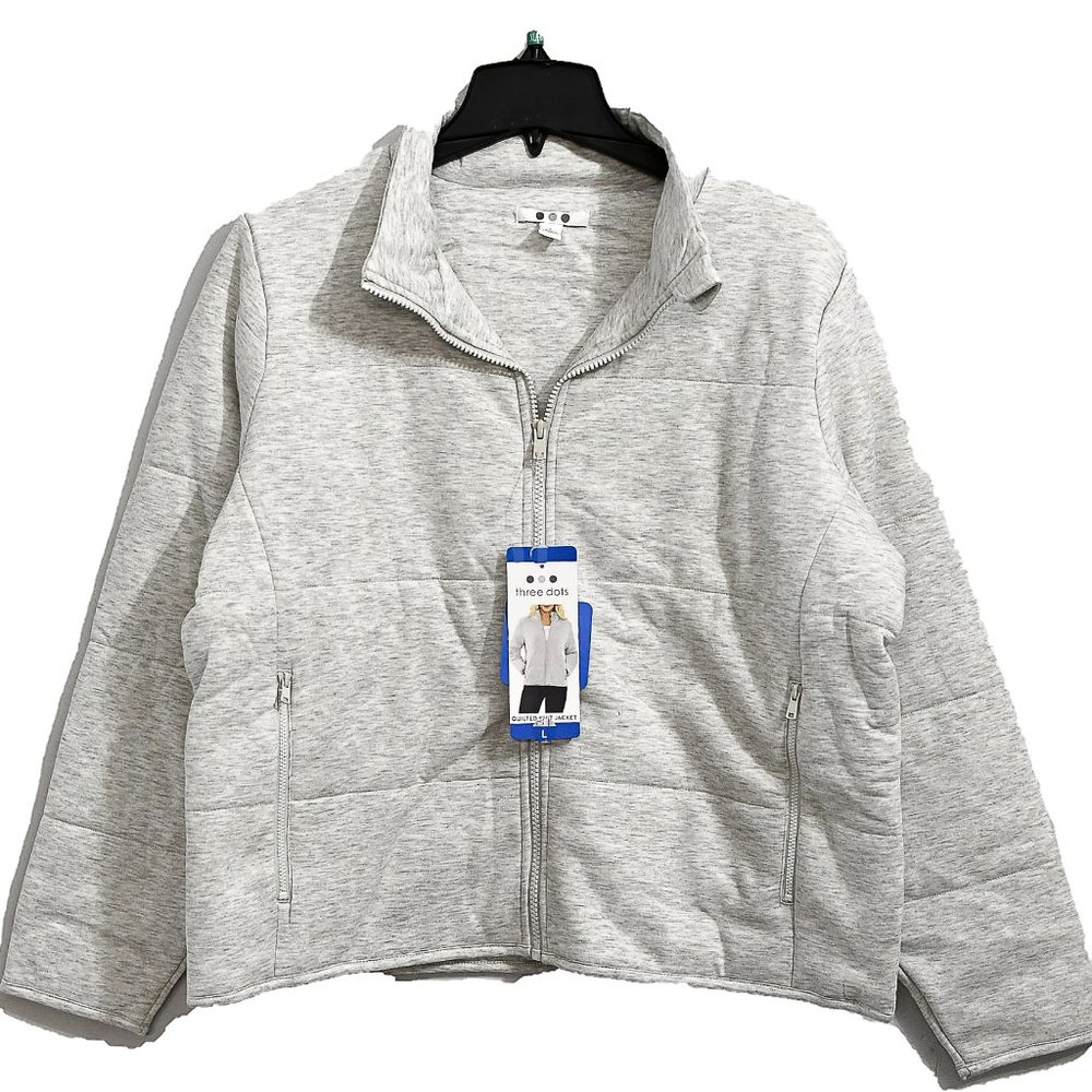 Three Dots Ladies' Quilted Jacket GRAY - Picture 6 of 9